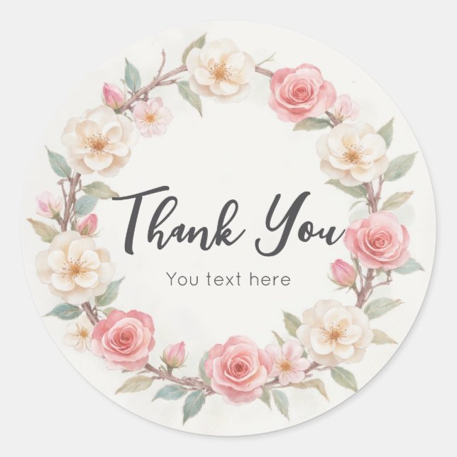 Sticker Rustique Floral Botanique Merci d'annivers (Devant)