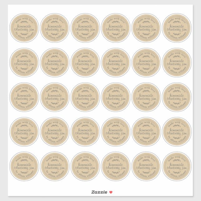 Sticker Rustique maison confiture de bleuets papier Kraft  (Feuille)