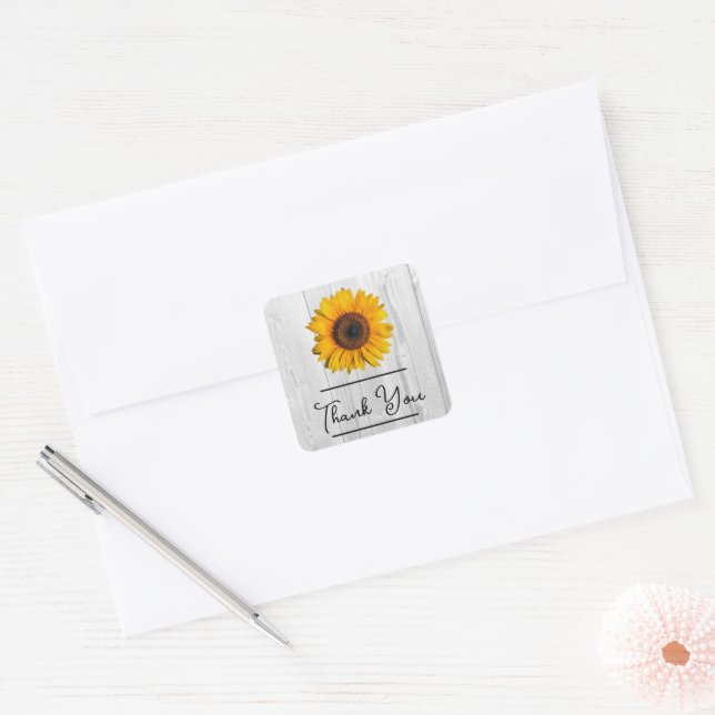 Sticker Rustique Merci de tournesol (Enveloppe)