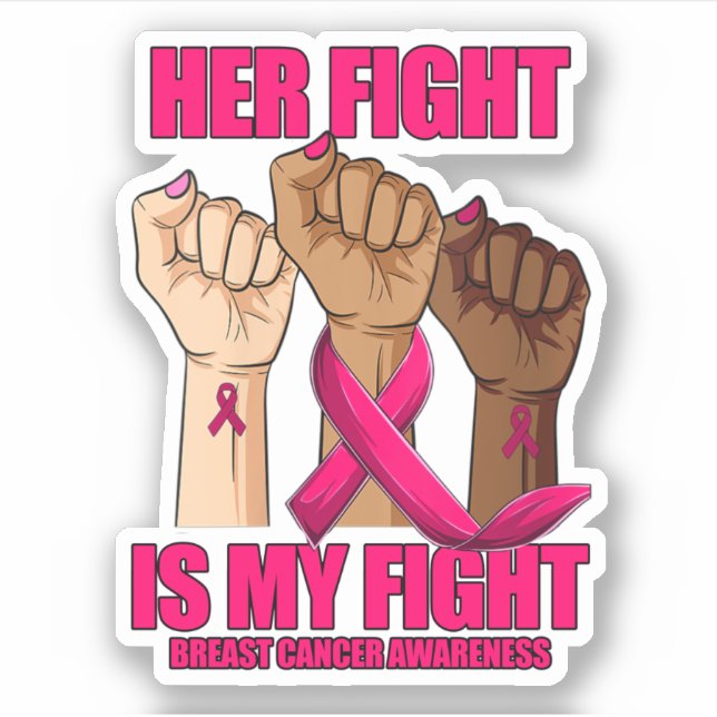 Sticker Sa Lutte Est Ma Lutte Contre Le Cancer Du Sein Con (Devant)