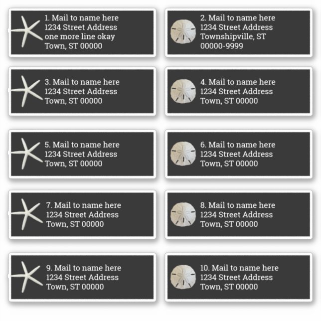 Sticker Sable Dollar Sea Stars Black Individuel Mailing (Devant)