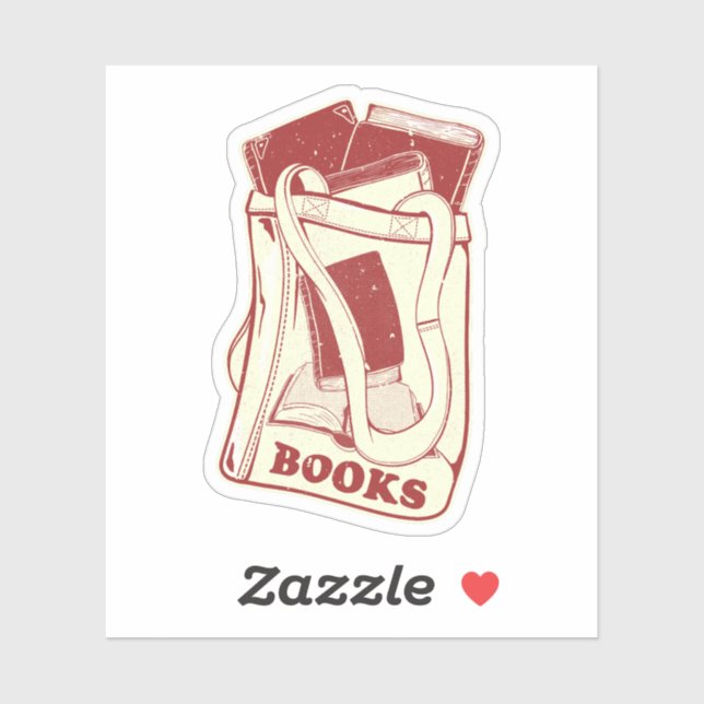 Sticker Sac de livres que j'aime lire (Feuille)