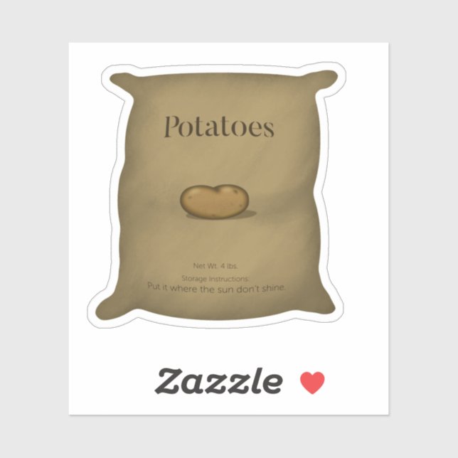 Sticker Sacoche de pomme de terre avec instructions de sto (Feuille)