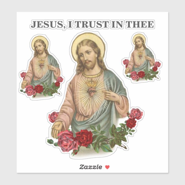 Sticker Sacré Coeur Jésus Religieux Divin Miscy Trust (Feuille)