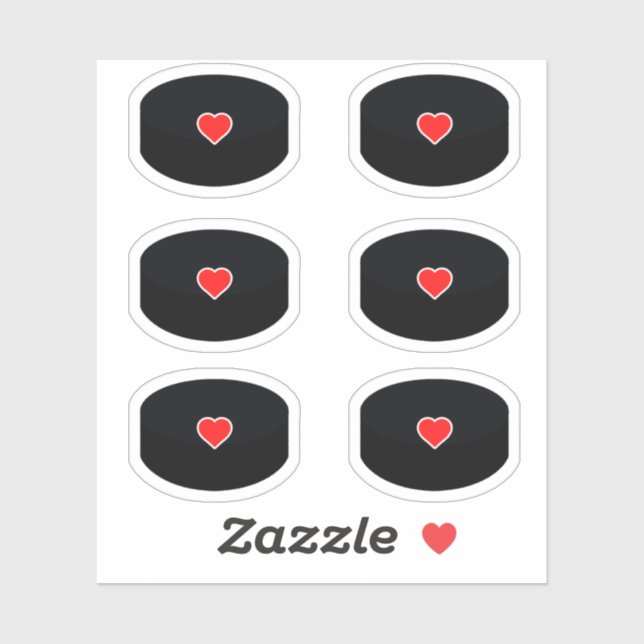 Sticker Sacs de hockey avec boîte de coeur rouge (Feuille)