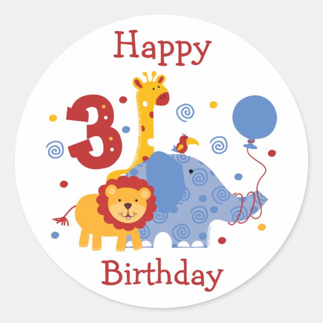 Sticker Safari 3ème anniversaire personnalisé (Devant)