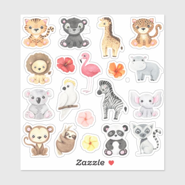 Sticker Safari Animaux (Feuille)