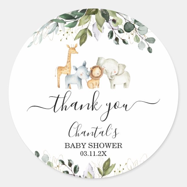 Sticker Safari Foliage Baby shower Favoriser (Devant)