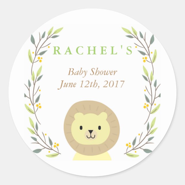 Sticker Safari Lion Baby shower Favoriser (Devant)