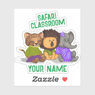 Sticker Safari personnalisé salle de classe Cheetah Lion E