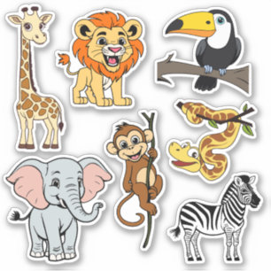 Sticker Safari Sunshine Tropical Jungle Animaux Soirée