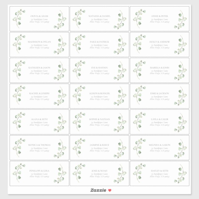 Sticker Sage Green Arch Botanique Mariage Adresse d'invité (Feuille)