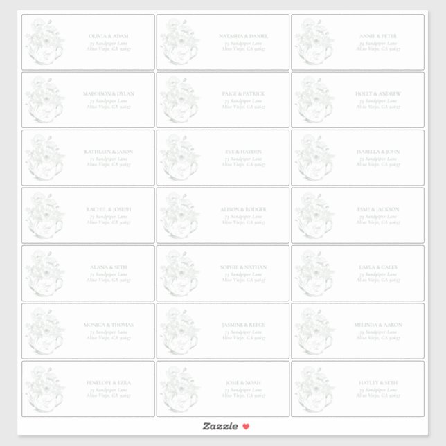 Sticker Sage Green Botanical Bridal Tea Adresse d'invité (Feuille)