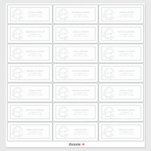 Sticker Sage Green Leafy Crest Monogram Adresse du client
