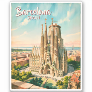 Sticker Sagrada Familia personnalisée Barcelone Voyage Aqu