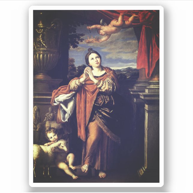 Sticker Saint Agnes par Domenichino (c. 1620) (Devant)