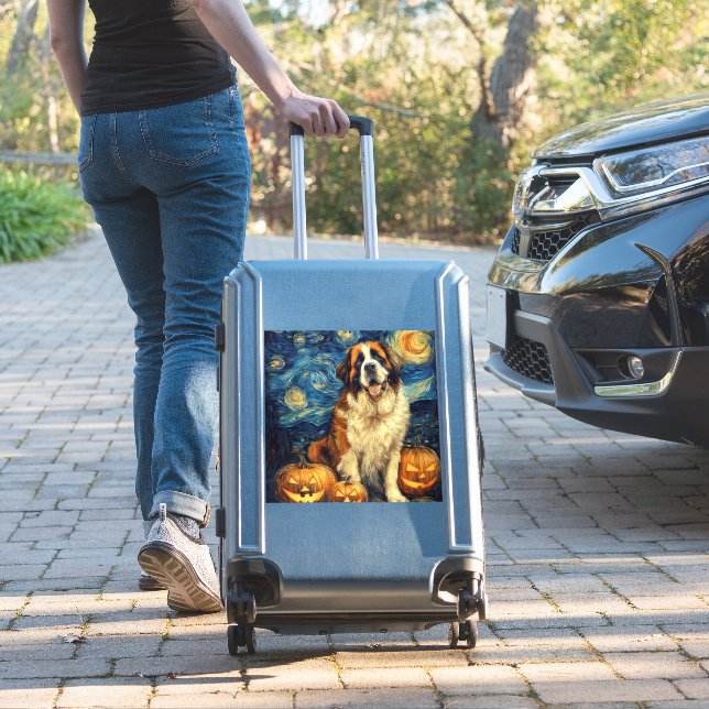 Sticker Saint Bernard Cute Dog Halloween Jack O Lantern Pu (Valise Insitu)