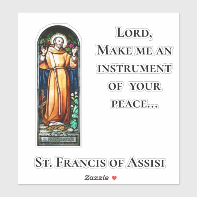 Sticker Saint François d'Assise Prière de Paix (Feuille)