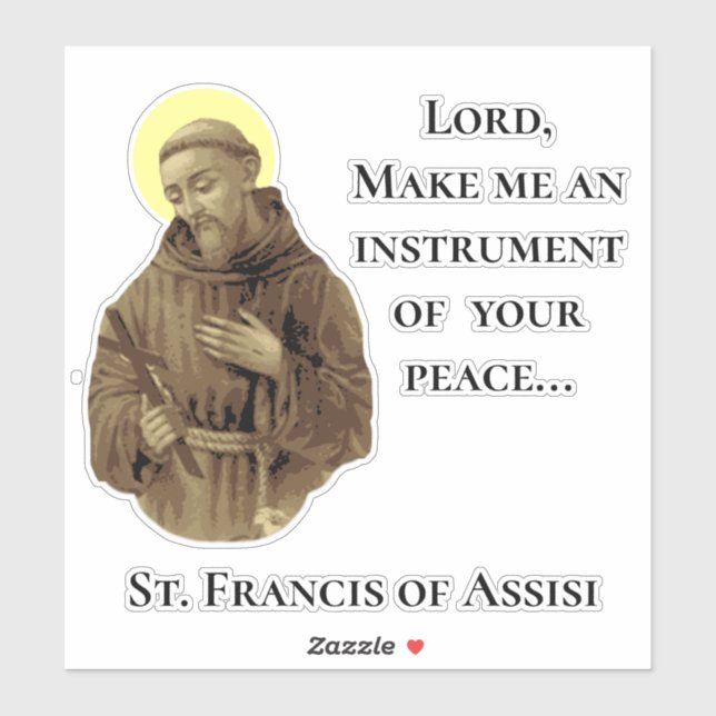 Sticker Saint François d'Assise Prière de Paix (Feuille)