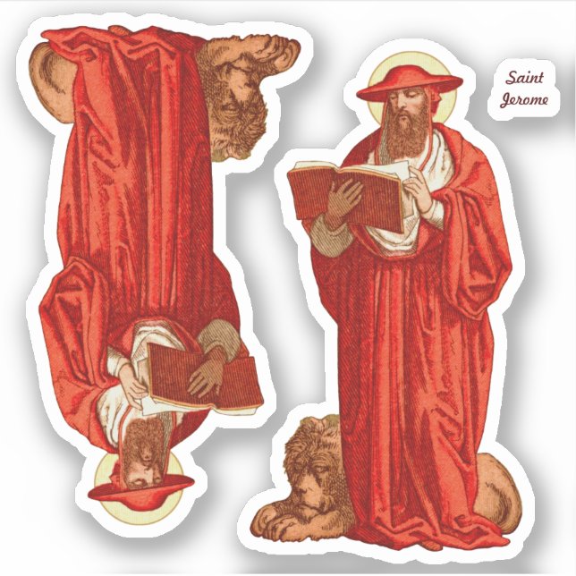 Sticker Saint Jérôme, cardinal avec Lion (P 004) (Devant)
