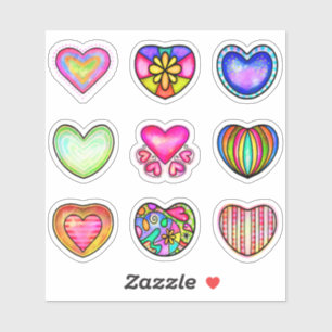 Sticker Saint Valentin Coeurs colorés