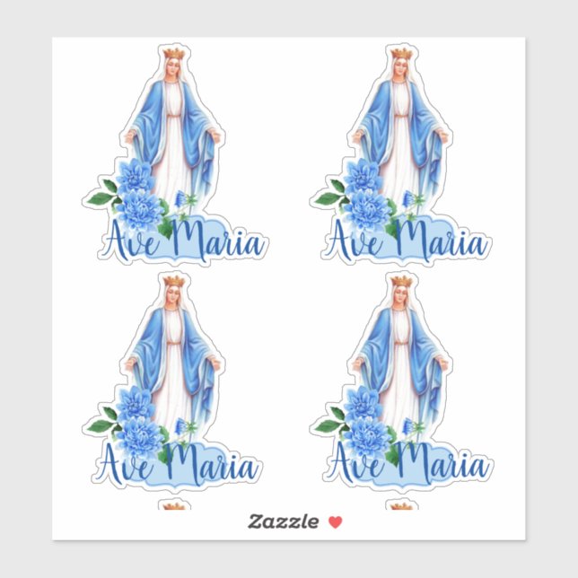 Sticker Sainte Vierge Marie Florale Religieuse (Feuille)