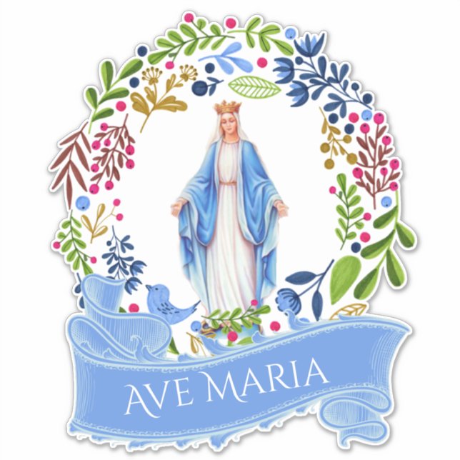 Sticker Sainte Vierge Marie Florale Vérone Vinyle (Devant)