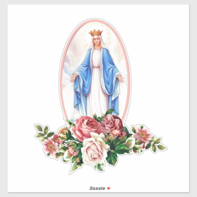 Sticker Sainte Vierge Marie Florale Vérone Vinyle (Feuille)