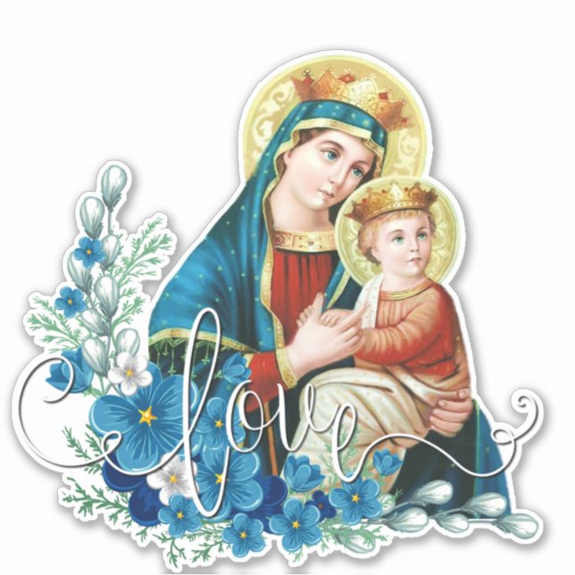 Sticker Sainte Vierge Marie Jésus Religieux (Devant)