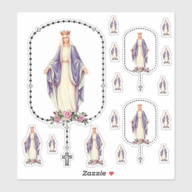 Sticker Sainte Vierge Marie Saint Rosaire (Feuille)
