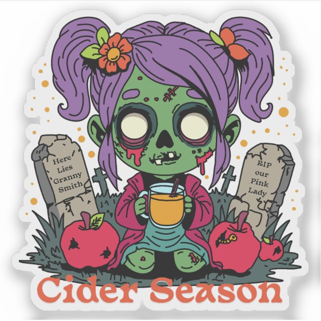 Sticker Saison de cidre d'Apple Zombie (Devant)