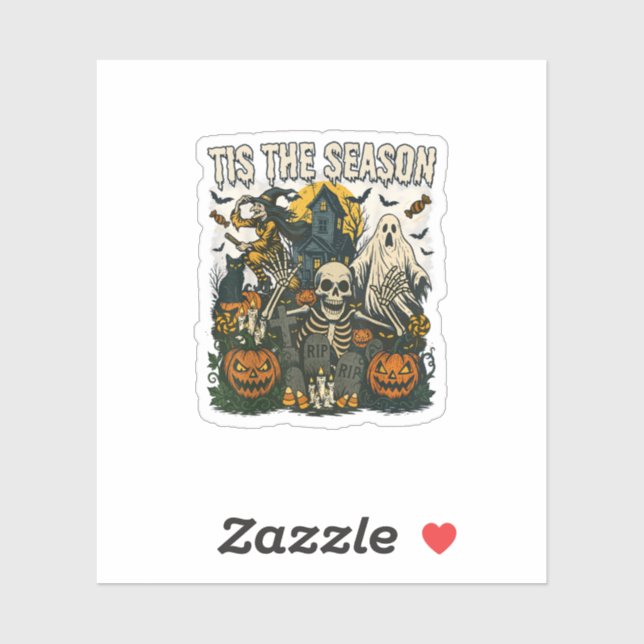 Sticker Saison vintage Halloween Skeleton Retro (Feuille)