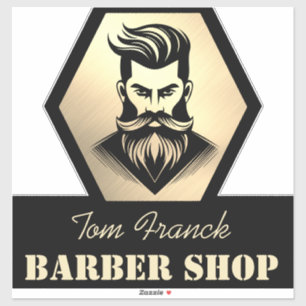 Sticker Salon de coiffure professionnel noir et or