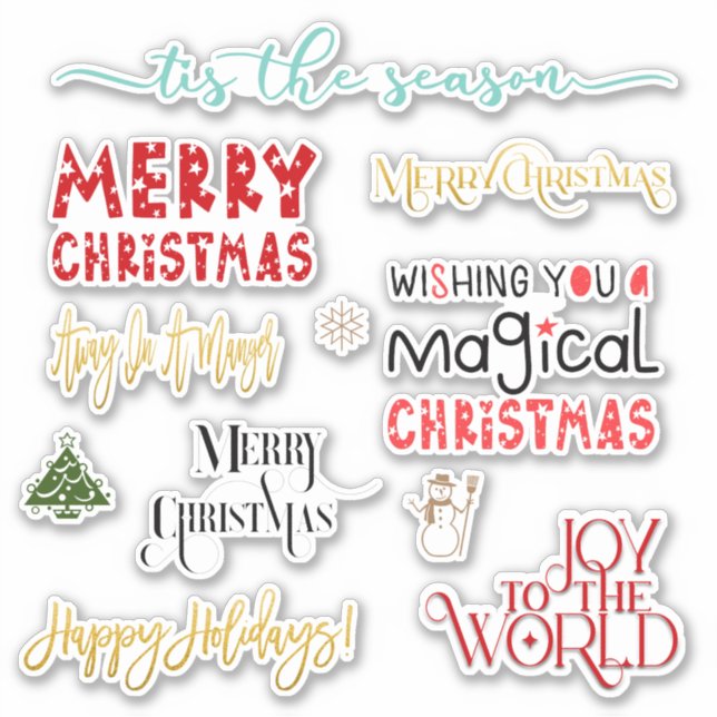 Sticker Salutations individuelles Noël Typographie (Devant)