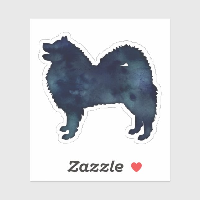 Sticker Samoyed Chien race Silhouette Noir Aquarelle (Feuille)