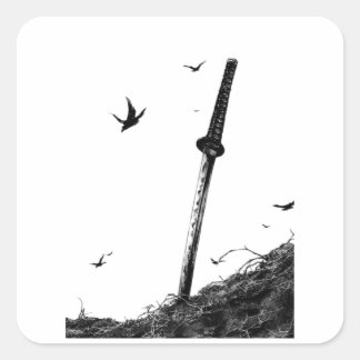 Sticker Samurai Warrior - Art Japonais d'encre Vin