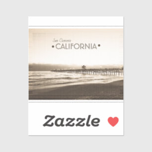 Sticker San Clemente Pier Californie rétro sépia vintage