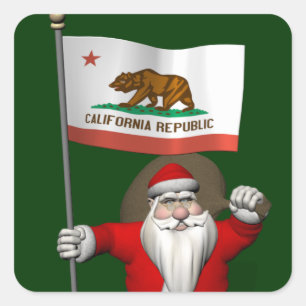 Sticker Santa Claus Avec L'Enseigne De Californie