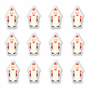 Sticker Santa Claus Long Beard Caricature Joli Noël amusan