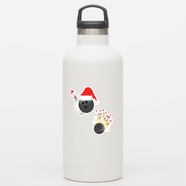 Sticker Santa Hat Bowling Pins Noël (Gourde)