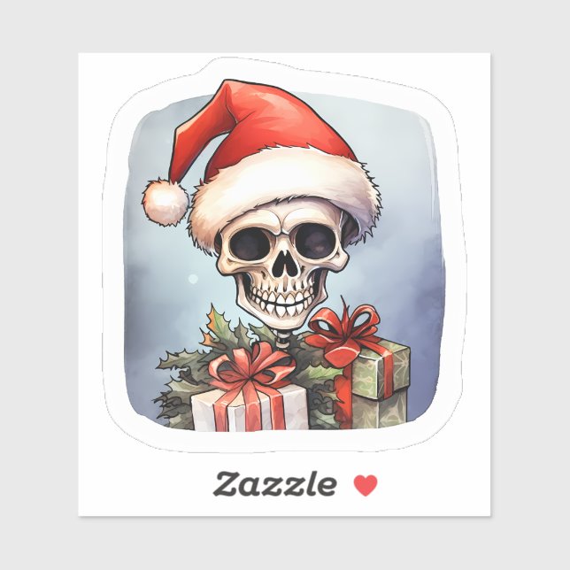 Sticker Santa Hat Skeleton se propage Noël Cheval (Feuille)