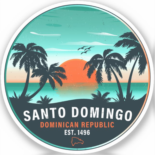 Sticker Santo Domingo République dominicaine Retro Sunset  (Recto)