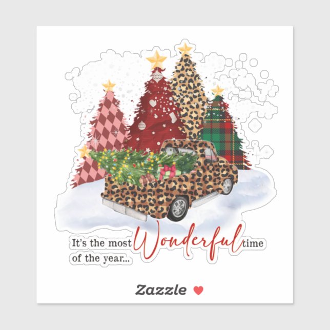 Sticker Sapins de Noël Saison des Fêtes Rétro (Feuille)