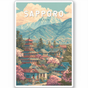 Sticker Sapporo Japon Voyage Art Vintage