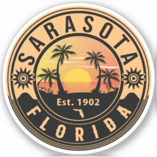 Sticker Sarasota Floride Tropical Retro Sunset Souvenirs