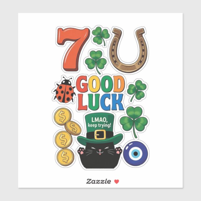 Sticker Sarcastic black cat  and Lucky charms (Feuille)