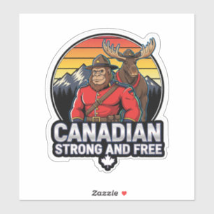 Sticker Sasquatch Canadien Fort Et Libre