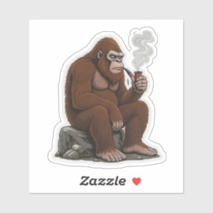Sticker Sasquatch fumant une pipe