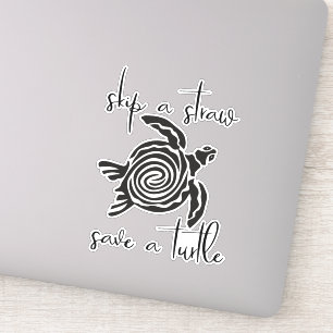 Sticker Sauter une paille Sauver une tortue Plastic Mer li