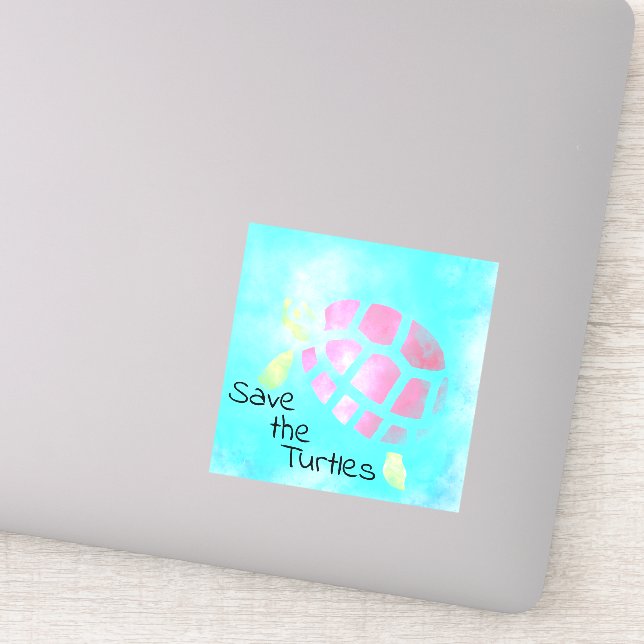 Sticker Sauvez l'aquarelle des tortues (Détail)